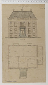 1531-2 Plattegrond en aanzicht van het huis Leeuwenburg bij Nederlangbroek
